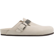 Brunello Cucinelli Suede Monili Buckle Mules - White