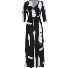 Shein Brush Stroke Print Belted Maxi Dress