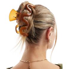 Pieces XL Squiggle Hair Claw Clip Dark Brown