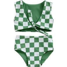 Babies Bikinis Children's Clothing Tsseiatte Sold by: Clothes Direct, Toddler Baby Girl 2-Piece Bikini Set Sleeveless Knotted Top with Briefs Plaid Swimsuit Swimwear Beachwear