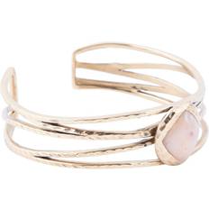 Moonstone Bracelets Barse Terra Peach Moonstone and Golden Cuff Bracelet