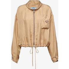 Prada Women Jackets Prada Silk Twill Zip-Up Jacket neutral