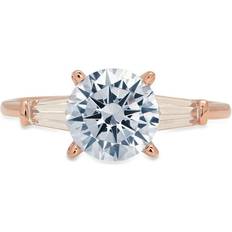 9k - Diamond Rings Clara Pucci Sold by: 2.0ct round cut natural sky blue topaz 14k rose gold anniversary engagement stone ring