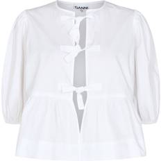 Ganni Poplin Peplum Tie Blouse - Bright White