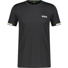 HUGO BOSS X Matteo Berrettini Waffle Fabric with Signature Stripe Artwork T-shirt - Black