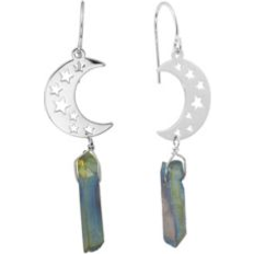 Macy's Silver Plated Earrings Macy's Aurora Borealis or Mystic Quartz Silver Plated Half Moon Drop Earrings Mystic No Size