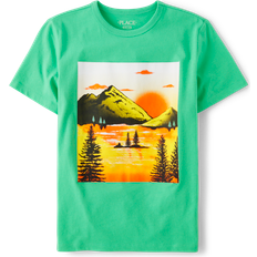 Green T-shirts The Children's Place Boys Mountain Graphic T-Shirt Green Cotton/Polyester