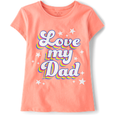 Orange graphic tee The Children's Place Girl's Love My Dad Graphic Tee - Peach Paradise