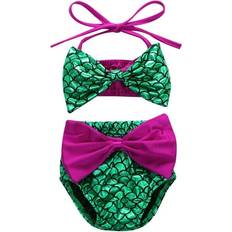 Green Bikinis Children's Clothing Wsevypo Kid's Princess Mermaid Swimwear Bow Knot Bikini Set - Green