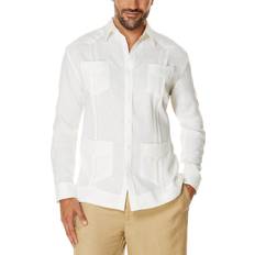 Cubavera Herren Langarm 100% Leinen Herren, Hemd mit Button-Down-Kragen, Bright White