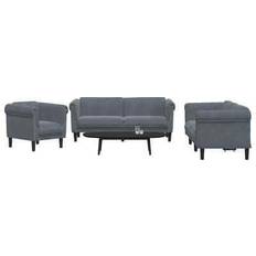 Soffgrupper - Trä Soffor vidaXL Set Dark Grey Velvet 31.5 x 30.3 x 29.1 in Sofa 3 Seater