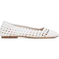 Plateau Ballerinas Staud White Nell Crochet Ballerina Flats