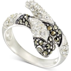 Macy's Solitaire Rings Macy's Marcasite 1/3 ct. t.w. & Crystal Snake Ring in Sterling Silver Marcasite