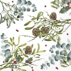 Festprodukter Ihr 4 x paper napkins/33cm/3ply/decoupage/christmas/winter foliage/mistletoe/holly
