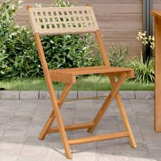 Wood Garden Chairs vidaXL Bistro Chairs 2 Pcs Beige Solid Wood Acacia Poly Rattan