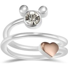 Disney Rings Disney Crystal Mouse Head with Heart Bypass Ring Two-Tone Rose Gold Plated