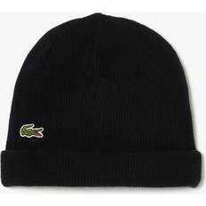 Lacoste Homme Bonnets Lacoste en laine côtelée - Noir