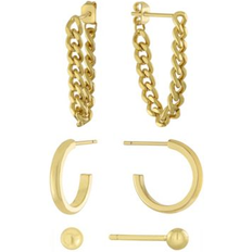 Macy's Silver Plated Earrings Macy's 3pc Post Ball, Hoop and Chain Earring Set in Gold or Silver Plated Gold