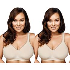 Playtex 2x Comfort Revolution Flex Fit WireFree Womens Beige Crop Top Bra Y1239H