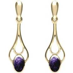 Gold - Women Earrings C. W. Sellors 9ct Gold Blue John Spoon Drop Earrings Gold