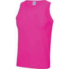 Pink Tank Tops AWDis 2XL, Electric Pink Just Cool Mens Sports Gym Plain Tank Vest Top