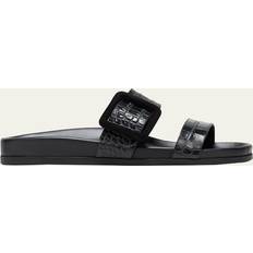 Krokoläder Slide Sandal Med Mocka Spänne