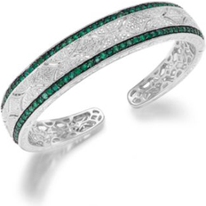 Macy's Bracelets Macy's Sapphire 2-3/8 ct. t.w. and Diamond 1/10 ct. t.w. Antique Cuff Bracelet in Sterling Silver Also available in Emerald and Ruby Emerald