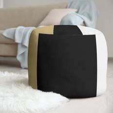 Pouffes East Urban Home Upholstered Ottoman Gold/Black/White Pouffe 13"