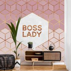 Papeles pintados Klebefieber Papier peint Boss Lady Hexagones en Rose