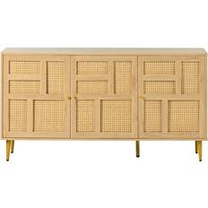 Rattan Storage Cabinets Simplie Fun Modern Entertainment Center Brown Storage Cabinet 57x30.5"