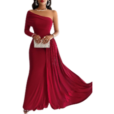 Aftonklänningar - Röda Shein Elegant One-shoulder Long Sleeve Dress