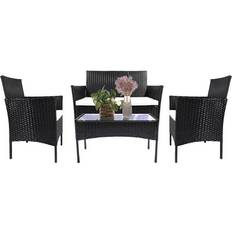 Rattan garden Bigzzia 4pcs Rattan Garden Furniture Loungesæt, 1 borde inkl. 2 stole & 1 sofaer