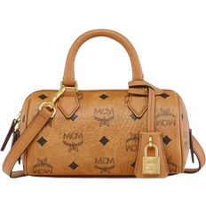 MCM Ella Boston Bag In Visetos Mini - Cognac