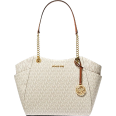 Michael Kors Jet Set Large Signature Logo Shoulder Bag - Vanilla