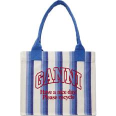 Femme Sacs en tissu Ganni Striped Tote Large - Dark Blue