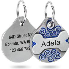 Pets XZGSTORE Dog Tag Custom Personalized Engraved Pet Name Bone + Free Ring
