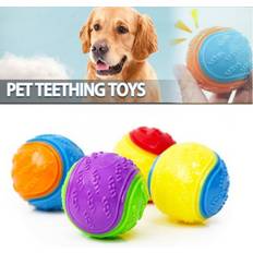 Pets Veishet Dog Squeaky Balls Rubber Durable Bouncy Chew Ball Puppy Play