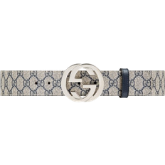 Leather - Men Clothing Gucci GG Supreme Belt With G Buckle - Beige/Blue