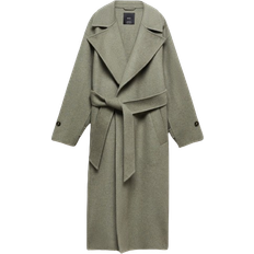 Dame - Grøn - Uldfrakker Mango Verdi Woollen Coat - Khaki