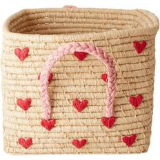 Raffia Storage Basket Hearts 