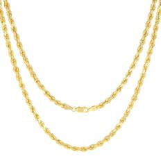 Diamond cut rope chain Nuragold Solid Rope Chain Diamond Cut Necklace 4mm - Gold