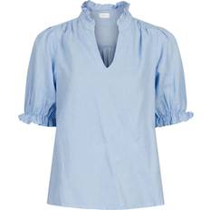 Neo Noir Odesa Linen Blouse - Light Blue