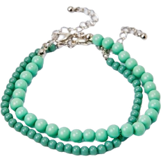 Sinkki Rannekorut boohooMAN Beaded Bracelet 2-pack - Silver/Green