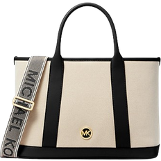 Michael Kors Luisa Medium Cotton Canvas Satchel - Natural/Black