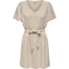 JdY Mini V-neck Dress - Grey/Oatmeal