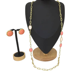 BlackBeauty Long Chain Set - Gold/Pink/White