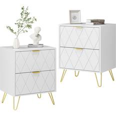 Metal Bedside Tables ANBUY Nightstand White Bedside Table 11.8x15.7" 2