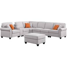 Three Posts Kettner Light Gray Sofa 136.4" 6 Seater