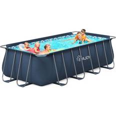 Swimming Pools & Accessories Evajoy Metal Frame Rectangular Pool Set 4.3x2.1x1.2m