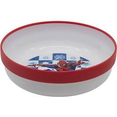 Rojo Platos y Cuencos Stor Premium Children's Bowl Spiderman Arachnid Grid